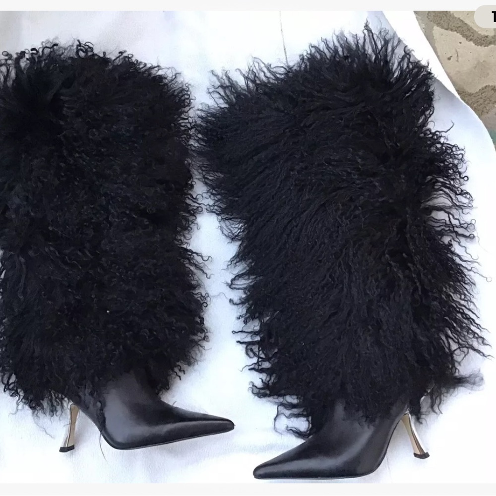Michael Kors Black Heeled Boots with Faux Fur